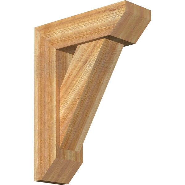 Ekena Millwork Traditional Slat Rough Sawn Bracket w/ Offset Brace, Western Red Cedar, 8"W x 24"D x 32"H BKT0806X24X32TRA06RWR - main